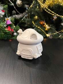 Bộ 2 khuôn silicon hình ngôi nhà nấm 3D dễ thương có mái rơm, dùng để tự làm thạch cao, nến sáp, hộp trang sức, đồ trang trí nhà cửa bằng nhựa epoxy. - trắng - Xem 5