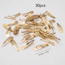 30个金色金属5厘米水滴形BB发夹，适合日常佩戴，爪夹，发爪，发卡，发夹，学生用品，发饰，头部饰品，发夹 - 金色 - 查看 7