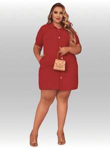 Plus Size Dresses - Mocha Brown - View 5