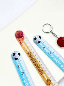1pc Basketball Acrylic Ruler Measuring Tool, 15cm Straight Ruler For Student, School, Office Supplies School Supplies, Back To School