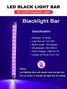 aiinnew 2pcs Fluorescent Party UV Light 1Ft/30cm LED Black Light Bar 10W USB Poweredluz Ultravioleta, Magnetic Clipping Screwing Multiple Convenient Install UV Reactive Wall Sconce Schwarzlicht Lampe For Tapestry Poster Body Paint Glow Party Schwarzlicht Party UV Strip Lights For Cabinet And Display For Halloween Decor, Stage Lighting, Glow In The Dark Effect, Lights For Decoration For Festival Celebration In New Year Valentine's Day Thanksgiving Day Party Daily House Lighting Wedding School Party Office Home Camping Birthday Garden Bachelorette Party Moving Season - 紫光 - 查看 5