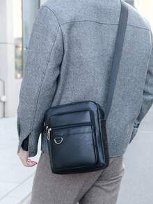 Torba męska, torba na ramię, torba męska, torba typu cross-body, torba ze skóry PU, torba biznesowa - Wielokolorowe - Zobacz 8