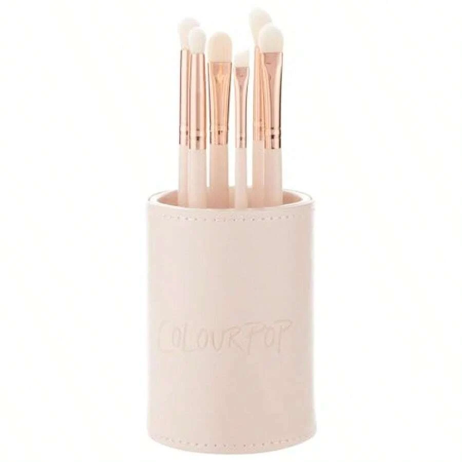 ColourPop Brush Of An Eye Makeup Brush Set 6 Eye Makeup Brushes To Seamlessly Buff Blend Define Line Made With Luxe Synthetic Vegan Bristles Includes Holder 6 Count - 如圖 - 查看 1