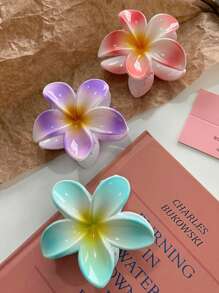 3 piezas Pinzas para el cabello de mujer de 8 cm/3.15 pulgadas con diseño floral de color degradado, accesorios de cabello elegantes y minimalistas de unicolor, adecuados para uso diario, fiesta, casual, ir al trabajo, playa, lavado de cabello, maquillaje, combinación de atuendos