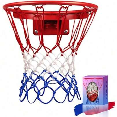 050Heavy Duty Basketball Net Replacement - 2025 Upgrade Thick Professional All-Weather Anti-Whip Nets, 12 Loops Red/White/Blue Color, Fits Standard Outdoor Rims-1