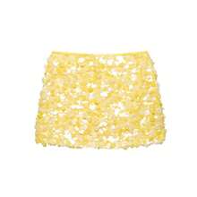 ZEVITY Women Beaded Knit Mini Skirt QUN1409 - Yellow - View 2