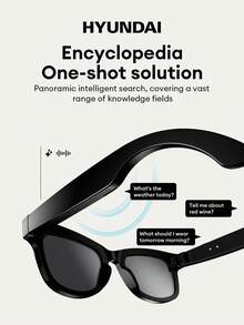 HYUNDAI M01 AI Smart Glasses, Bluetooth Earphones, Smart Translator, Cross-Language Communication Voice Assistant, Built-In Camera, Ultra-Long Battery Life, Low Latency, Music, Call, Conference, Office, Business, Travel, Wireless Glasses Earphones