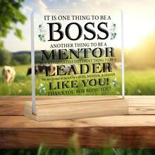 1pc Acrylic Desk Plate With Wooden Stand, "Thank You Boss" Decorative Name Plate, Gift For Boss And Leader, Suitable For Office And Home - Multicolor - View 4