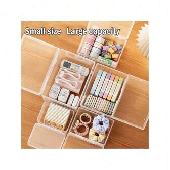 1/4pcs Plastic Storage Boxes, 5 Different Sizes And Capacities, Transparent Dustproof Moistureproof Flip-Top Containers, Suitable For School Supplies, Jewelry Accessories, Office Organization And Craft Materials