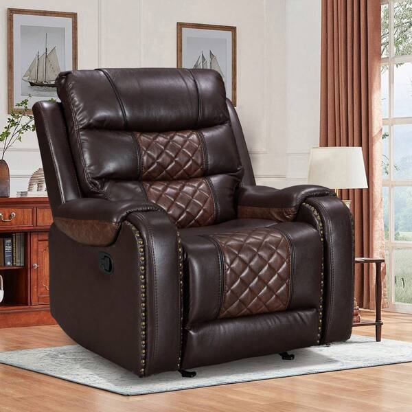 Air Leather Rocker Recliner Chair Single Sofa With Diamond Stitching