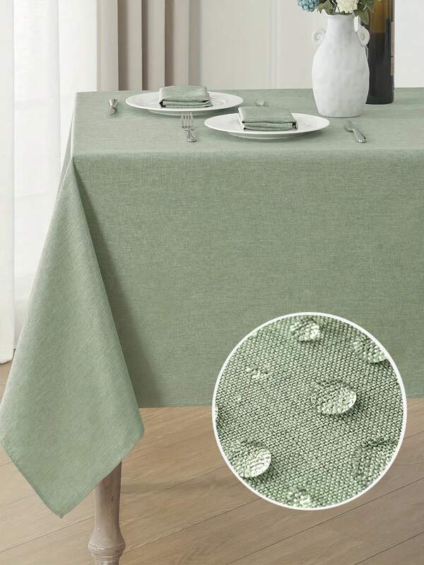Toalha de mesa retangular de poliéster de cor sólida à prova d'água, 1 peça, toalha de mesa grossa de tecido simples, adequada para restaurante, área externa, sala de estar, pátio, piquenique ou festa de fim de ano, decoração de casa