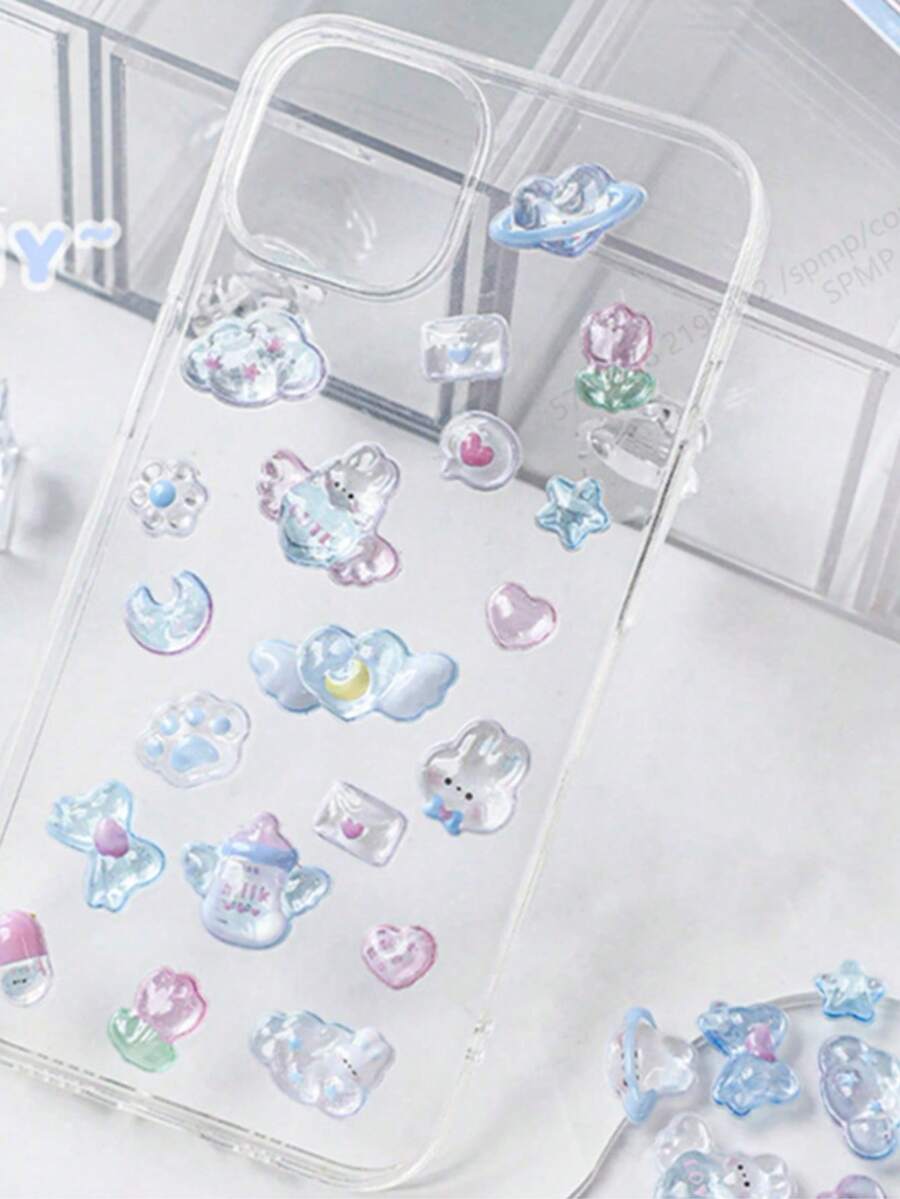 3D 可爱卡通猫贴纸 - 可爱蓬松可重复使用防水贴纸，适用于计划器、日记本、剪贴簿、笔记本电脑、手机壳、平板电脑装饰（产品空心） - 彩色 - 查看 1