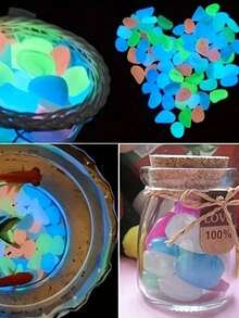 50/100/300/500 Stücke leuchtende dekorative Steine, mikrolandschaftliche leuchtende Steine, geeignet für Garten Kunstdekoration, Bonsai Dekoration, Wege, Rasen, Aquarien, Fischbecken, Vase Füllung, Blumentopf Dekoration