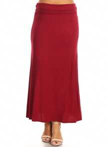Chic Comfortable High Waisted Maxi Skirt Flowing A Line Design For Everyday Elegance - Burgundy - View 1