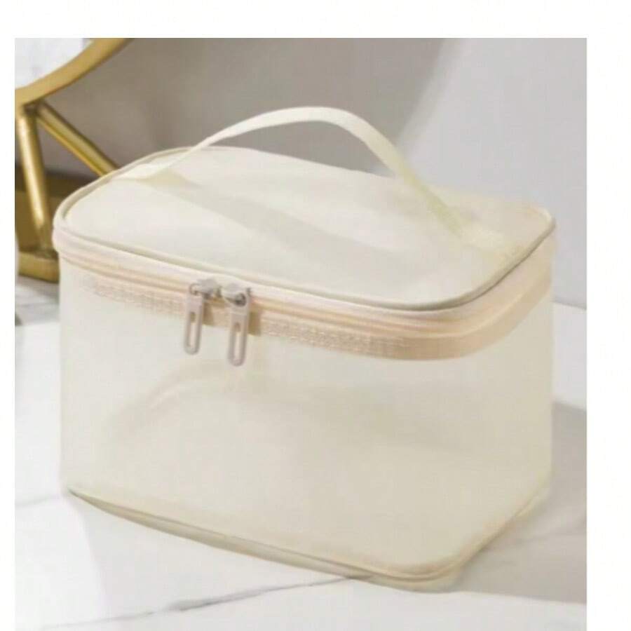 Fashion Transparent Mesh Travel Cosmetic Bag Storage 1/2 Layer Toiletry Bag Large Capacity Make Up Organizer Bag Women's