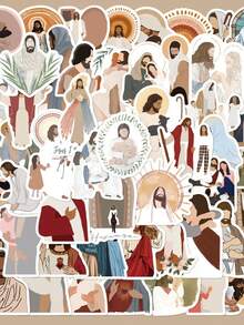 52 张新鲜创意人物贴纸，适用于剪贴簿、日记本、笔记本电脑、水瓶、汽车、带有积极信息的信仰设计、精美礼物、学校用品、返校