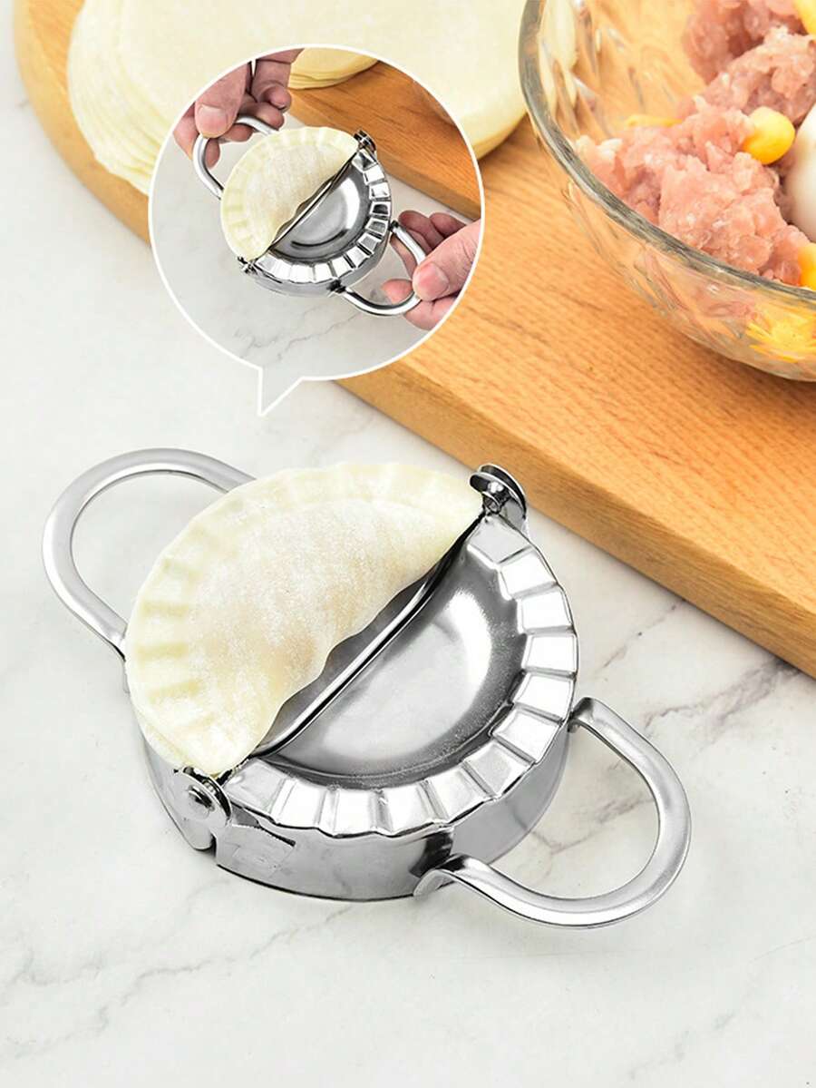 1pc Stainless Steel Dumpling Maker, DIY Dumpling Skin Mould - Silver - View 1