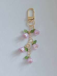 1件兰花仿珍珠钥匙扣流苏吊饰钥匙扣、钥匙扣配件、包包吊饰、汽车钥匙扣、耳塞盒装饰，女士礼物。可爱珍珠兰花钥匙扣、创意流苏钥匙扣、背包吊坠、包包装饰、生日/派对礼物 - 彩色 - 查看 11