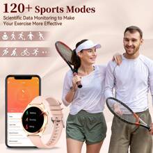 EIGIIS Montres connectées pour femmes, 1,27" Écran coloré, montre connectée sans fil (répondre/passer un appel) pour Android et iOS, tracker de fitness avec moniteur de sommeil, modes multisports, rappel, cadeau pour petite amie, simple, à la mode, classique, cadeau de fête