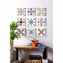 24PCS- Nrdic Bohemian Style Home Tile, Self-Adhesive Wall Stickers, Peel And Stick Wallpaper, Kitchen Bathroom Bedroom Living Room Dining Room, Waterproof, Oil And Moisture Proof, Decorative Tile Stickers, Wall Renovation Floor Stickers For Home Decor