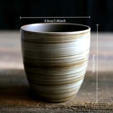 Taza de cerámica de gres con esmalte craquelado pintado a mano, taza de café y té de cerámica asiática vintage, apta para lavavajillas, regalo para uso doméstico, aromaterapia zen - MubaiGrandeRedondo350ml - Ver 2