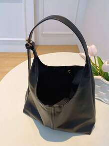 Bolso de hombro de gran capacidad y unicolor suave de estilo vintage para mujeres, bolso cruzado versátil con asa, bolso de hombro tipo hobo de gran capacidad, bolso cruzado de bandolera casual para el trabajo