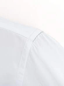 Audmroton Men's Banded Collar Dress Shirts Long Sleeve Button Down Mandarin Collar Versatile Shirt Solid Shirt With Pocket - trắng - Xem 4