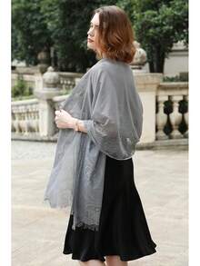 RIIQIICHY Shawls And Wraps For Evening Dresses Scarfs For Women Pashmina Wedding Formal Shawlhalloween - 灰色-3 - 查看 2