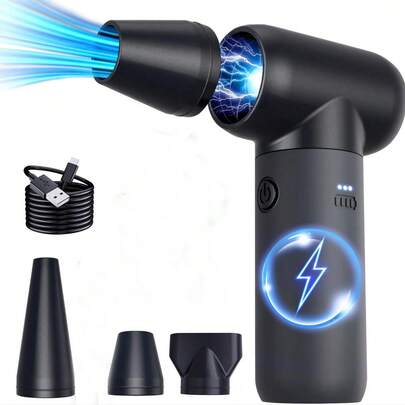 Compressed Air Duster, Powerful Blower Turbo Fan 180000RPM 3 Gear Adjustable Portable Electric Air Duster-Computer Air Duster Air Blower Cordless Jet Fan For Home And Car-Replaces Compressed Air Cans