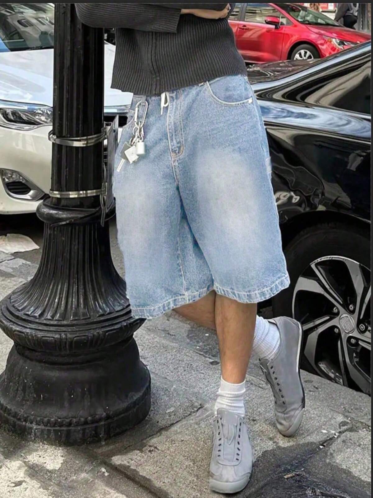 SHEIN Short en jean décontracté avec taille élastique et poches, style mode adolescent "Old Money". Idéal pour le port quotidien, l'été, le printemps, les festivals et la plage 2