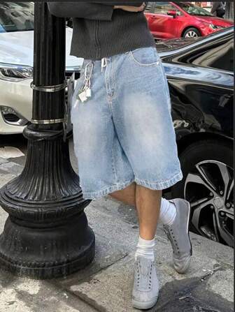 Teen Boy's Casual Loose Bermuda Denim Shorts, Summer