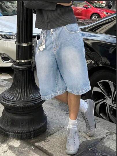 Teen Boy's Casual Loose Bermuda Denim Shorts, Summer