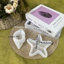 Juego de 2 moldes de silicona para fundición de resina y concreto - con formas de concha y estrella de mar, adecuado para manualidades DIY, bandejas de exhibición de joyas, portavelas de cemento, moldes para colada de resina epoxi - Blanco - Ver 2