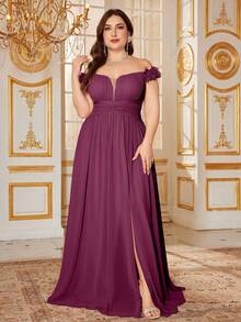 SUPGIR V-Neck Sleeveless Gathered Waist Cross-Over Split Flared Skirt Cocktail Dress