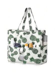 1 件时尚图案女士沙滩包 - 多口袋大沙滩包多功能大容量手提包带湿袋，防水防沙带拉链海滩度假包、泳池包、护理包、周末包、健身包、杂货包、日常包女士理想礼物