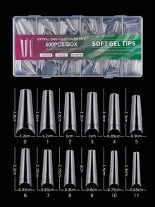 600PCS Half Cover Coffin Nail Tips 12 Size Half Cover Acrylic False Nail Tips With For Nail Tips Art Salons And Home DIY