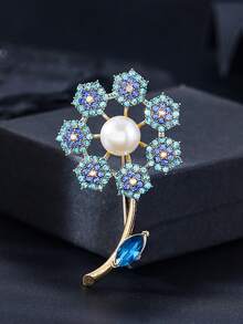 1 件夏季清新蓝色花卉造型胸针，时尚优雅的衣服/包/帽子装饰别针，适合日常、节日、派对穿着，DIY 配饰背包学校