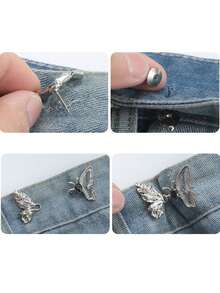 2/1 对高品质蝴蝶腰扣、领带夹、服装胸针、耐用时尚可拆卸裤夹适用于牛仔裤、裙子、女学生裤配件 - 彩色 - 查看 6