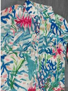 Plus Size Women's Tropical Print Beach Cover-Up