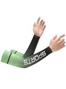 防晒抗紫外线 1 对字母图形防晒骑行臂套，适合骑自行车和骑摩托车 - 綠色 - 查看 5
