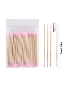 100 pièces/300 pièces Bâtonnets double-tête pour enlever le vernis à ongles, outils de maquillage double-tête pointus pour les sourcils, bâtonnets de nettoyage de maquillage en bois