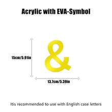 金色字母 A-Z 墙贴 - 单个字母高度 10cm/15cm/20cm，亚克力镜面材质，带 1cm 厚泡沫背衬。双层设计带来更佳的 3D 立体效果；单层设计外观更简洁。自带背胶，可粘贴于墙面或玻璃上。