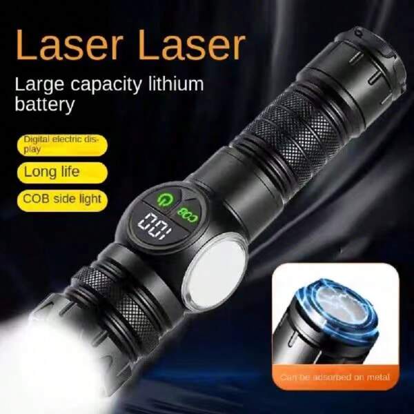 High Power LED Flashlight, Bright White Laser, USB Rechargeable, Suitable For Outdoor Camping, Fishing, Zoom Focus, Magnetic, Work Light