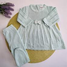 Newborn Baby Knitted Dress - Verde - Ver 2