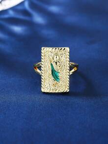 1 件可调节圣裘德圣徒天主教圣像戒指，宗教圣母玛利亚铜戒指珠宝男女通用 - 金黃色 - 查看 5