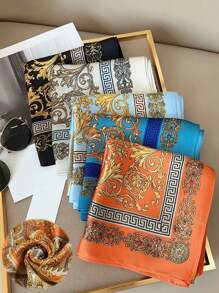 1 pièce Foulard carré en soie de couleur unie casual pour hommes, convient pour les rendez-vous, les voyages, les vacances, les tenues décontractées