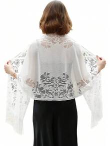 RIIQIICHY Shawls And Wraps For Evening Dresses Scarfs For Women Pashmina Wedding Formal Shawlhalloween - 黑色 - 查看 4