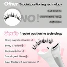 Genielash 磁性睫毛（带睫毛夹）1 对 3D 假睫毛 4 片装磁性睫毛用于化妆自然磁性睫毛 - 羽毛款 - 查看 5