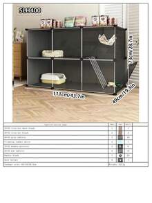 Indoor Cat Cage, Enclosed Cat Villa With Litter Box, Large Space For Cats, Grey Multi-Layer Cat House - Multicolor - View 17