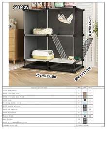 Indoor Cat Cage, Enclosed Cat Villa With Litter Box, Large Space For Cats, Grey Multi-Layer Cat House - Multicolor - View 14